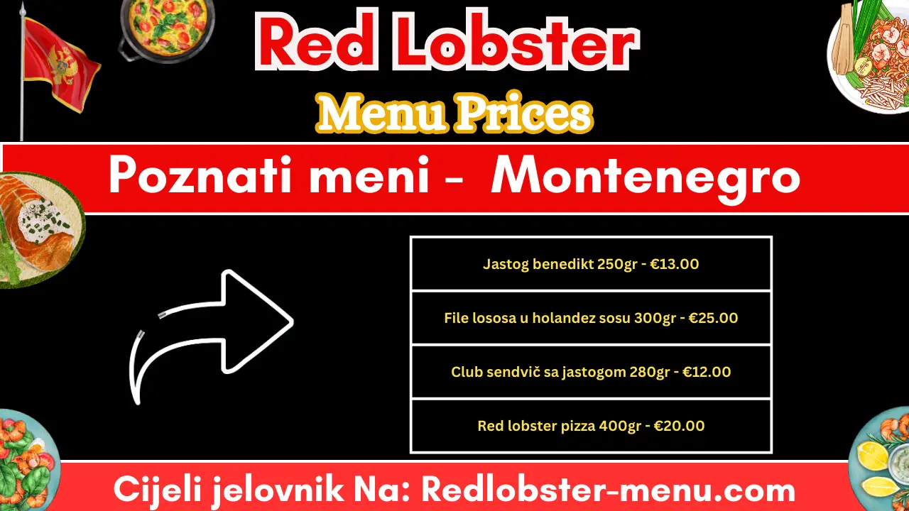 Red Lobster Montenegro meni sa cijenama